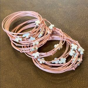 Lot of Cross baptism christening pink bracelets